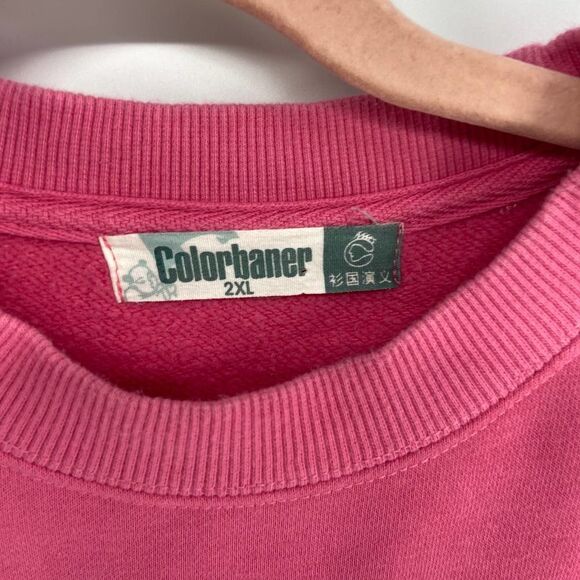 Auspicious pink fuschia crew neck colorbaner sweatshirt womens XXL - Picture 3 of 6